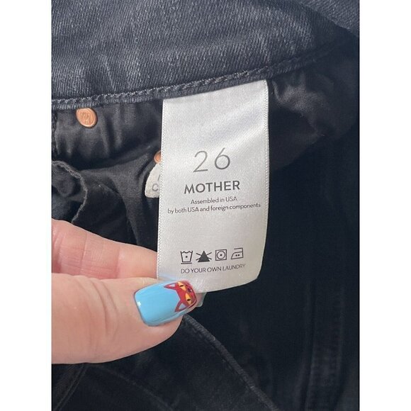 Mother The Pixie Swooner Skimp Women's Sz 26 Black Not Guilty High Rise Jeans - Picture 8 of 12